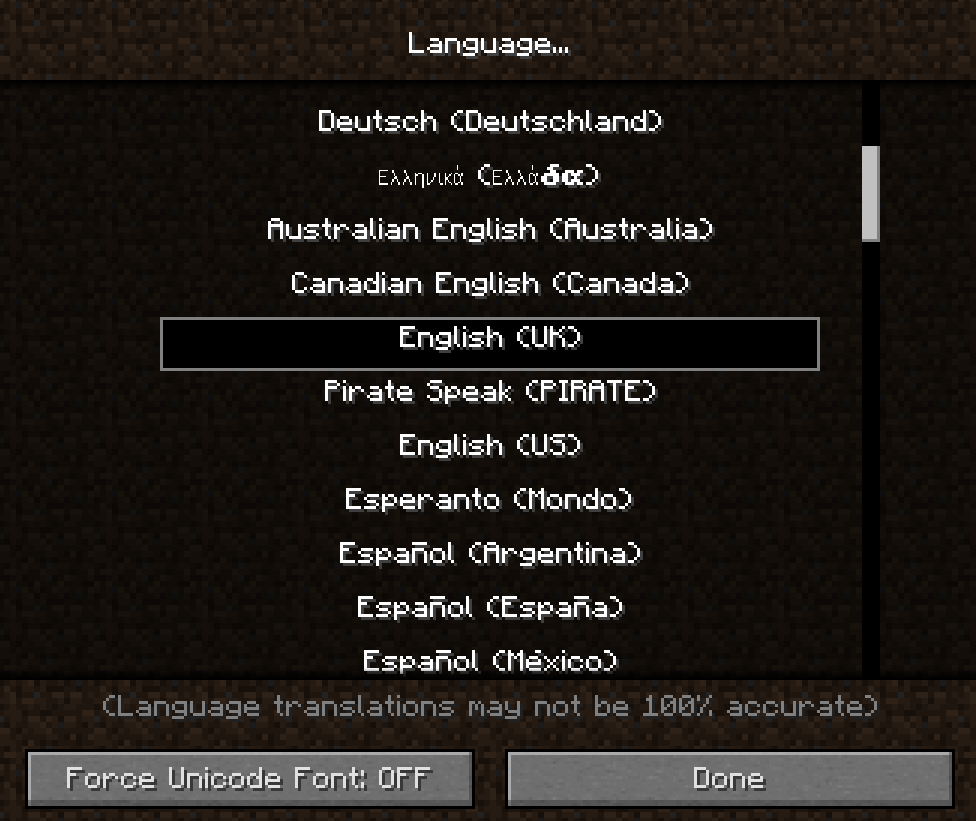 minecraft tablet change language