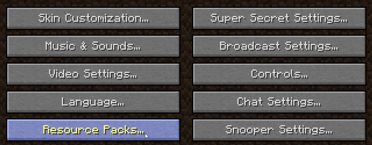 Resource pack option in Minecraft settings.png