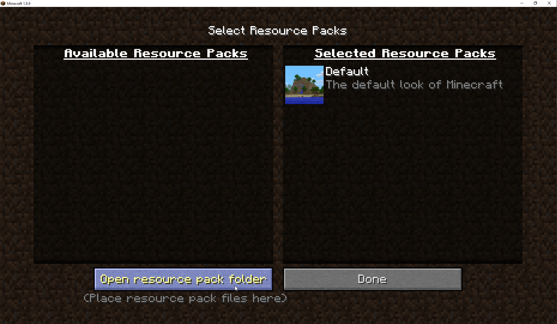 Open resource pack folder button Minecraft options menu.png